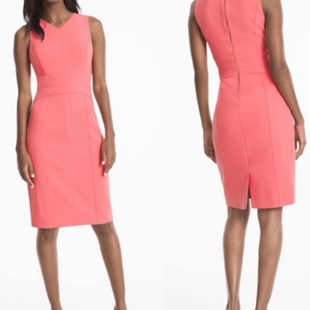 White House | Black Market Whbm Coral Gelato Pink Seamed Sheath Dress Size 10